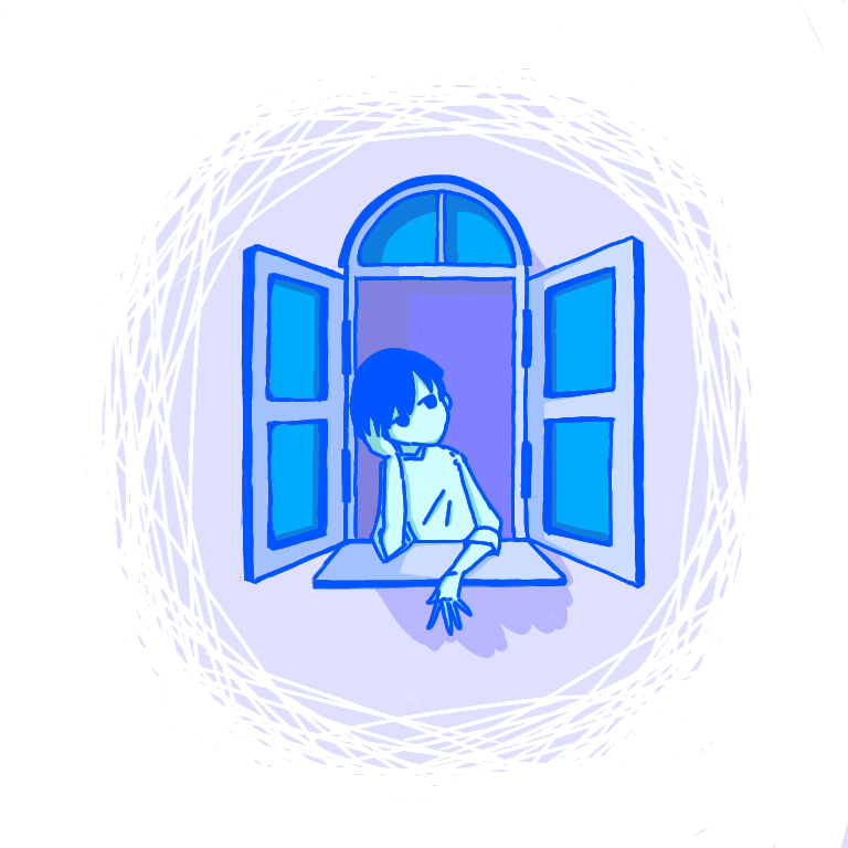 Boy looking out the window