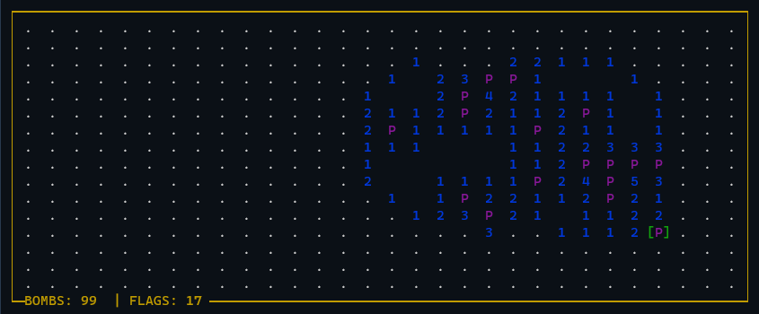 Screenshot of a minesweeper game